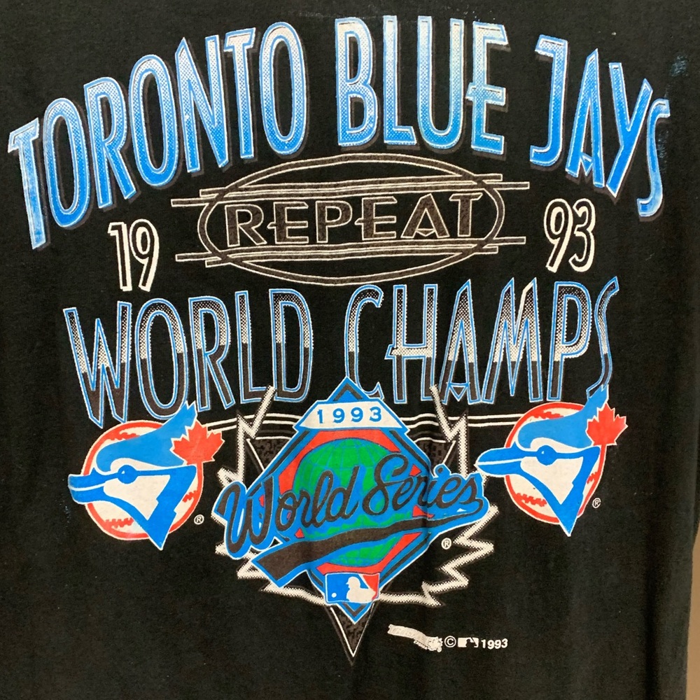 Vintage Toronto Blue Jays 1993 Repeat World Series Champions T-Shirt Size Large - Picture 2 of 6